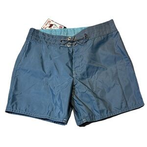 NEW Birdwell Beach Britches meme 34 blue nylon solid board shorts NWT